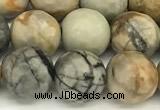 CPJ718 15 inches 12mm faceted round black picasso jasper gemstone beads