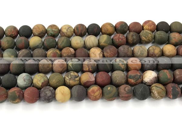 CPJ737 15 inches 8mm round matte picasso jasper beads