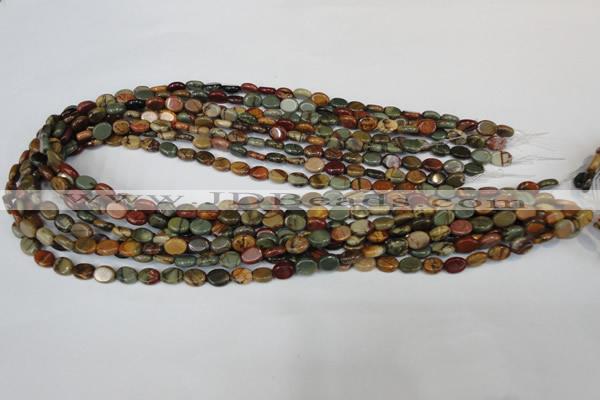 CPJ81 15.5 inches 6*8mm oval picasso jasper gemstone beads