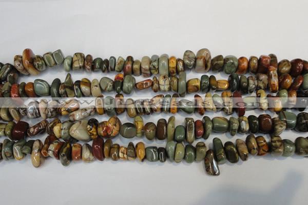 CPJ95 15.5 inches 6*14mm nuggets picasso jasper gemstone beads