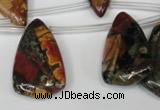 CPJ96 Top-drilled 15*25mm – 16*36mm flat teardrop picasso jasper beads