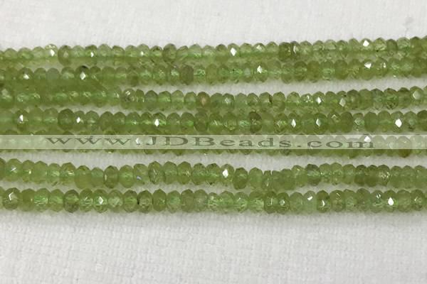 CPO118 15.5 inches 2*4mm faceted rondelle peridot gemstone beads