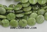 CPO15 15.5 inches 10mm flat round olivine gemstone beads wholesale