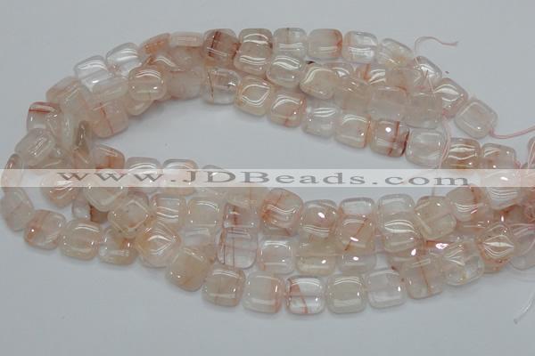 CPQ05 15.5 inches 15*15mm square natural pink quartz beads