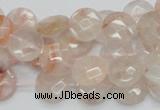 CPQ16 15.5 inches 12mm faceted coin natural pink quartz beads