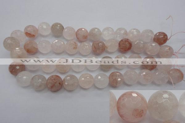 CPQ207 15.5 inches 16mm faceted round natural pink quartz beads