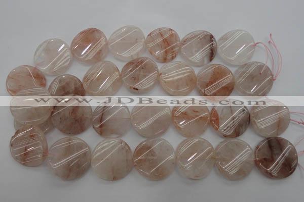 CPQ238 15.5 inches 28mm twisted coin natural pink quartz beads