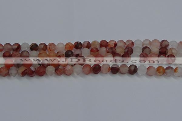 CPQ301 15.5 inches 6mm round matte pink quartz beads wholesale