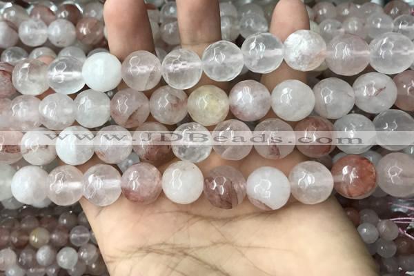 CPQ315 15.5 inches 14mm faceted round pink quartz beads wholesale