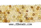 CPQ350 15.5 inches 4mm round yellow quartz gemstone beads