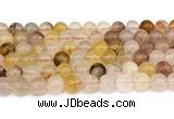 CPQ362 15.5 inches 8mm round pink & yellow quartz gemstone beads