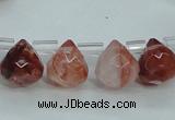 CPQ41 Top-drilled 7*7mm faceted teardrop natural pink quartz beads