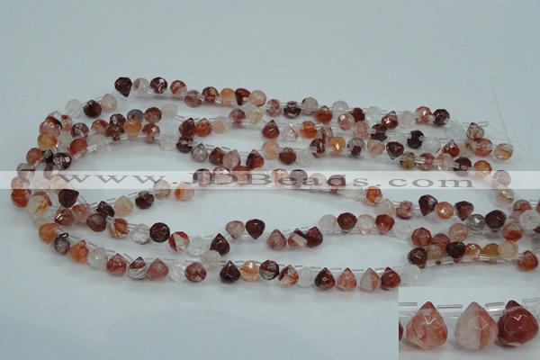 CPQ41 Top-drilled 7*7mm faceted teardrop natural pink quartz beads