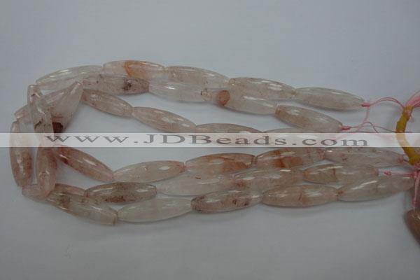 CPQ80 15.5 inches 10*35mm faceted rice natural pink quartz beads