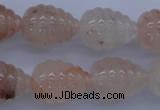 CPQ92 15.5 inches 15*20mm carved teardrop natural pink quartz beads