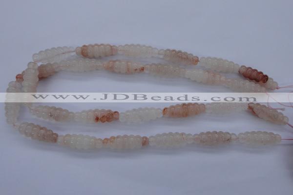 CPQ95 15.5 inches 10*30mm carved rice natural pink quartz beads