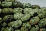 CPS10 15.5 inches 8*12mm rice green peacock stone beads wholesale