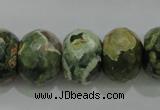 CPS125 15.5 inches 15*20mm faceted rondelle green peacock stone beads