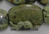 CPS144 15.5 inches 25*35mm rectangle green peacock stone beads