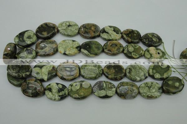 CPS149 15.5 inches 20*26mm freeform green peacock stone beads