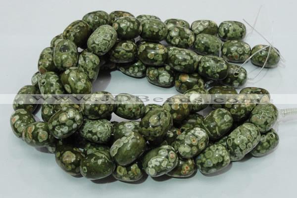 CPS17 15.5 inches 18*24mm egg-shaped green peacock stone beads