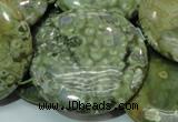 CPS41 15.5 inches 40mm flat round green peacock stone beads