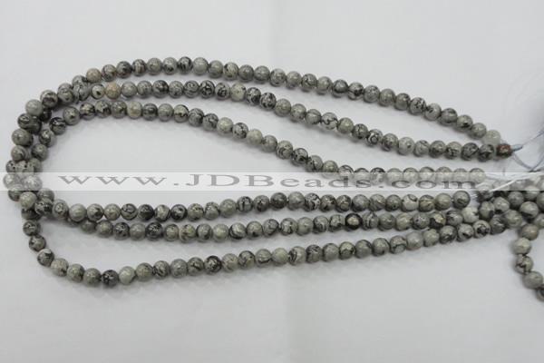 CPT102 15.5 inches 6mm round grey picture jasper beads