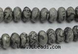 CPT120 15.5 inches 6*10mm faceted rondelle grey picture jasper beads