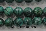 CPT216 15.5 inches 12mm faceted round green picture jasper beads