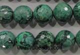 CPT217 15.5 inches 14mm faceted round green picture jasper beads