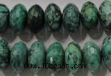 CPT225 15.5 inches 9*16mm faceted rondelle green picture jasper beads