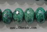 CPT227 15.5 inches 12*20mm faceted rondelle green picture jasper beads