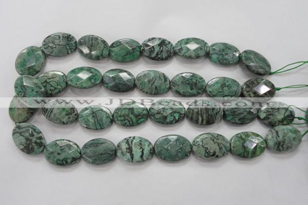 CPT241 15.5 inches 18*25mm faceted oval green picture jasper beads