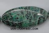 CPT341 15.5 inches 25*50mm faceted oval green picture jasper beads