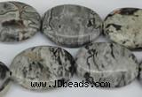 CPT356 15.5 inches 18*25mm oval grey picture jasper beads