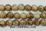 CPT502 15.5 inches 8mm faceted round picture jasper beads wholesale