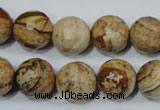 CPT505 15.5 inches 14mm faceted round picture jasper beads wholesale