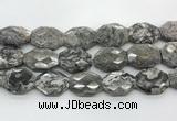 CPT581 20*30mm - 22*32mm faceted octagonal grey picture jasper beads