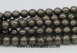 CPY05 16 inches 6mm round pyrite gemstone beads wholesale