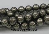 CPY06 16 inches 8mm round pyrite gemstone beads wholesale