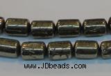 CPY122 15.5 inches 8*12mm tube pyrite gemstone beads wholesale