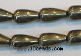 CPY134 15.5 inches 10*18mm teardrop pyrite gemstone beads wholesale