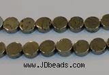 CPY151 15.5 inches 8mm coin pyrite gemstone beads wholesale