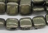 CPY18 16 inches 14*14mm square pyrite gemstone beads wholesale