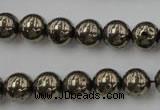 CPY204 15.5 inches 10mm round pyrite gemstone beads wholesale