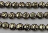 CPY220 15.5 inches 8mm flat round pyrite gemstone beads wholesale