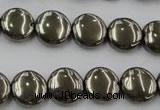 CPY222 15.5 inches 12mm flat round pyrite gemstone beads wholesale