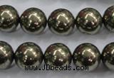 CPY26 16 inches 16mm round pyrite gemstone beads wholesale