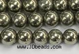 CPY260 15.5 inches 4mm round pyrite gemstone beads wholesale