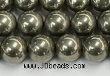 CPY261 15.5 inches 6mm round pyrite gemstone beads wholesale